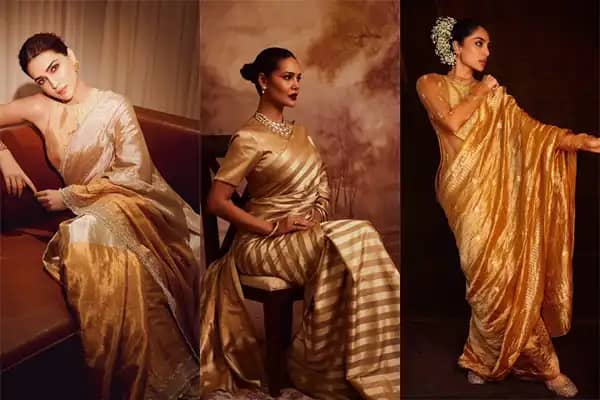 Best Celebrity Approved Golden Saree Looks For The Wedding Season 2024   Best Celebrity Approved Golden Saree Looks For The Wedding Season 2024.webp.webp